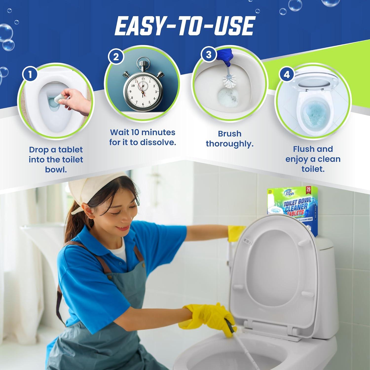 image:imageTrue Fresh 2in1 Toilet Bowl Cleaner Tablets 26 Pack amp Garbage Disposal Cleaner Tablets 24 Pack Natural Kitchen Drain and Toilet Bowl Cleaning Care with Ocean ScentDeodorizer amp Septic safe