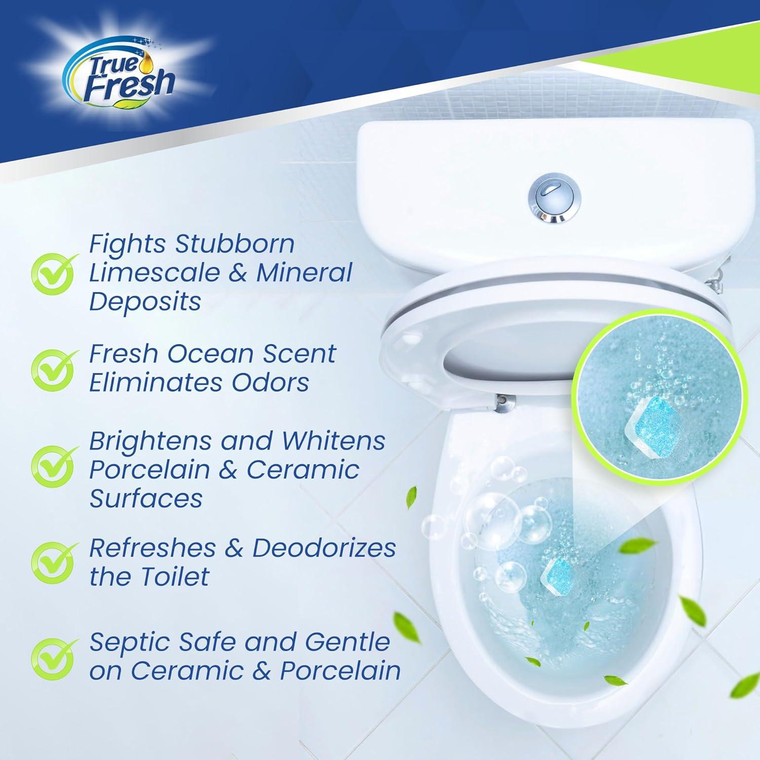 image:imageTrue Fresh 2in1 Toilet Bowl Cleaner Tablets 26 Pack amp Toilet Brush Plunger Set for BathroomStainless Steel amp Plastic Handle with hidden tweezer Septic Safe Stain Remover for Lasting Freshness