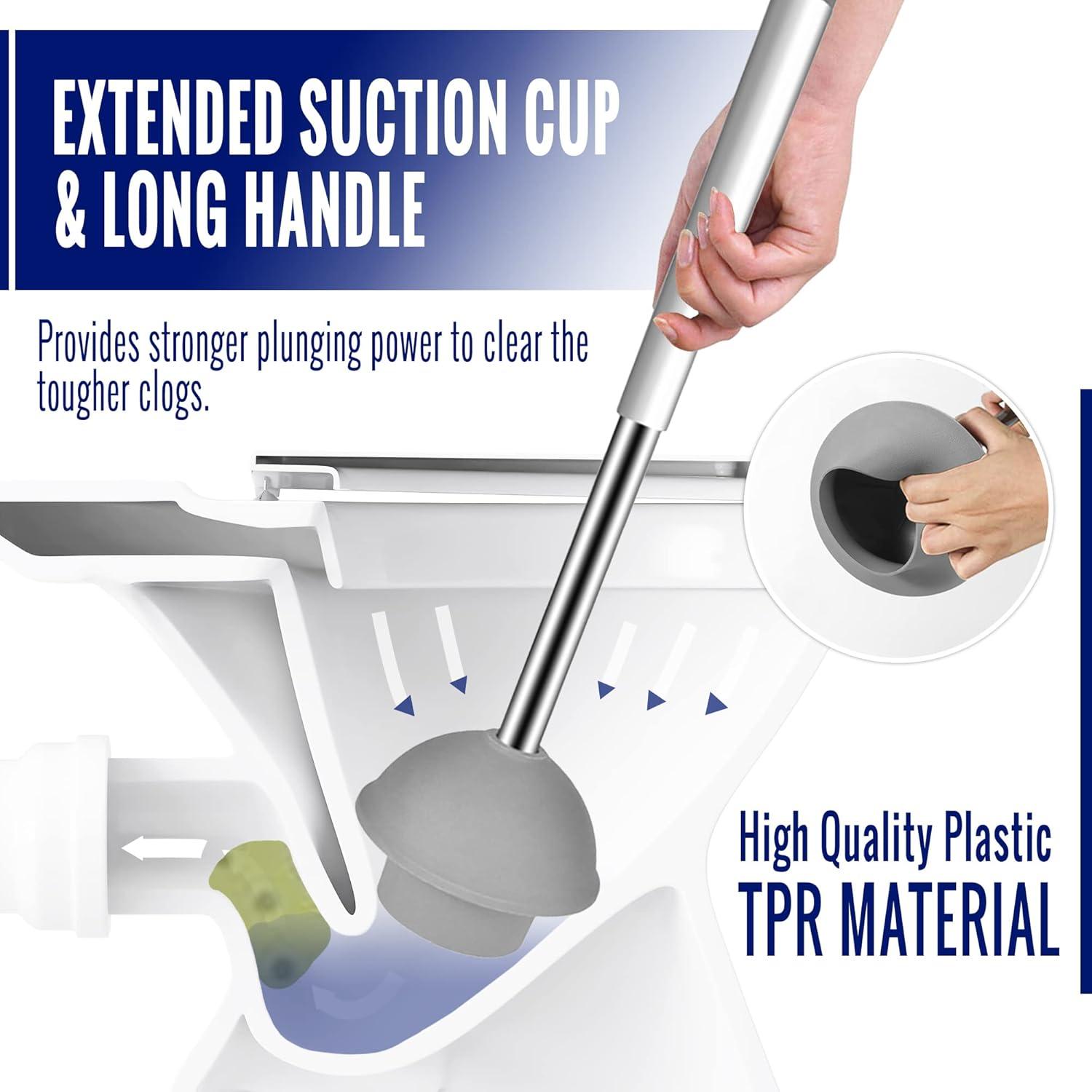 image:imageTrue Fresh 2in1 Toilet Bowl Cleaner Tablets 26 Pack amp Toilet Brush Plunger Set for BathroomStainless Steel amp Plastic Handle with hidden tweezer Septic Safe Stain Remover for Lasting Freshness