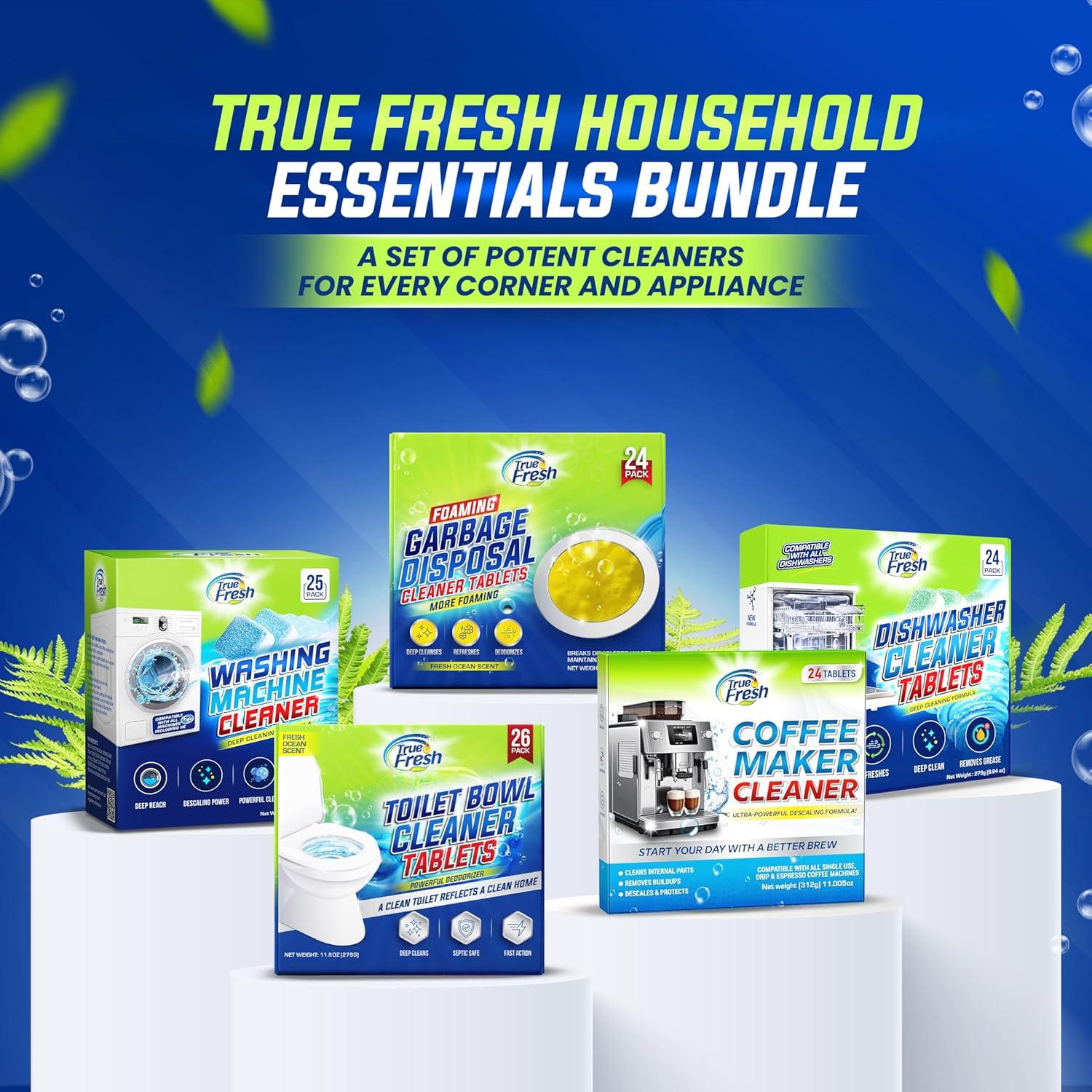 image:imageTrue Fresh Dishwasher Cleaner amp Deodorizer Tablets 24Pack Dishwasher Maintenance Tablets for Interior Pump Filter Spray arm amp Drain Helps Remove Grease Limescale amp Mineral Buildup 1Year Supply24