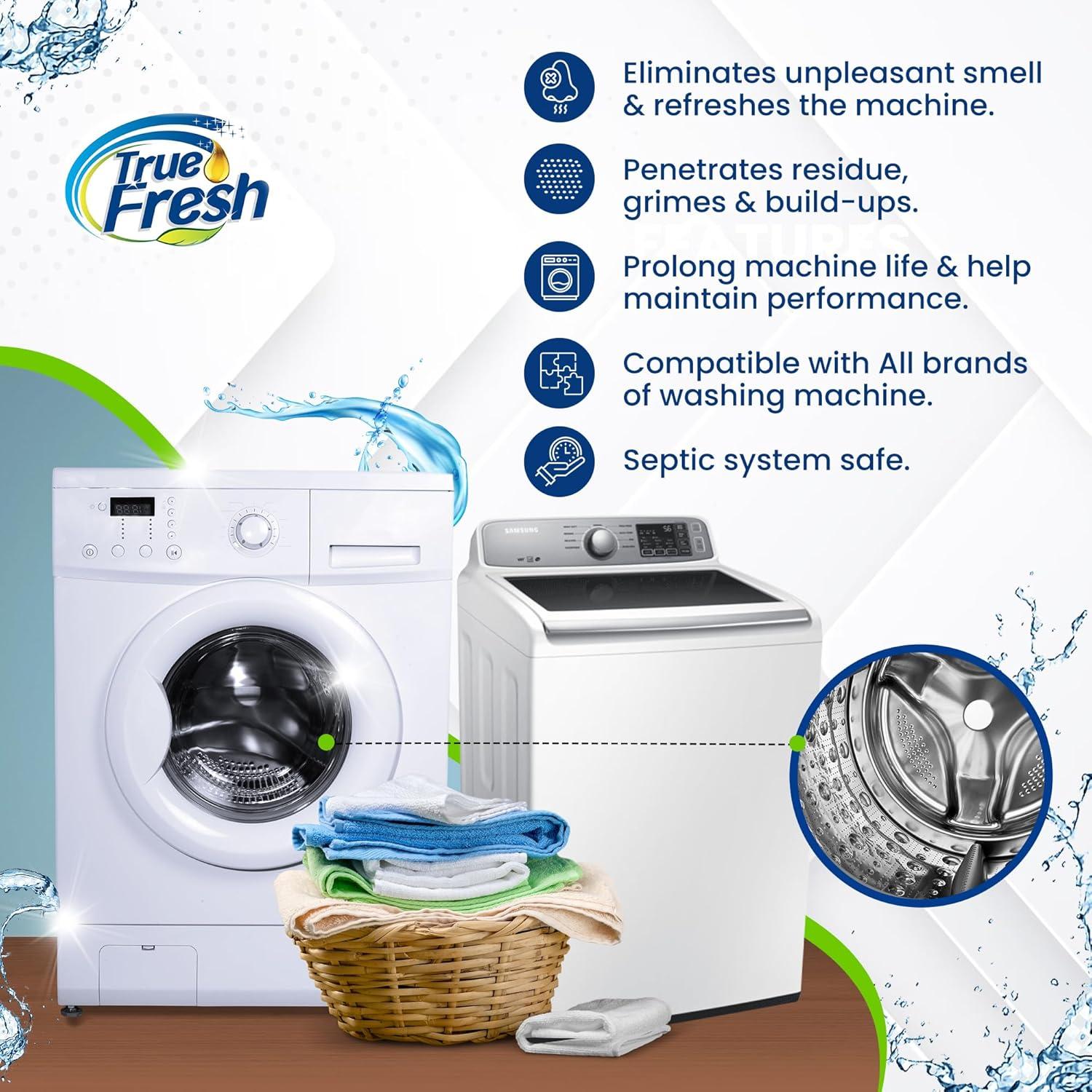 image:imageTrue Fresh Washing Machine Cleaner Descaler 15 Pack Tablets Deep Cleaning Deodorizer for HE Front amp Top Load Washers Eliminates Odor Buildup Residue Grime Cleans Drum Pump Valve Hoses Septic Safe1 Count Pack of 15