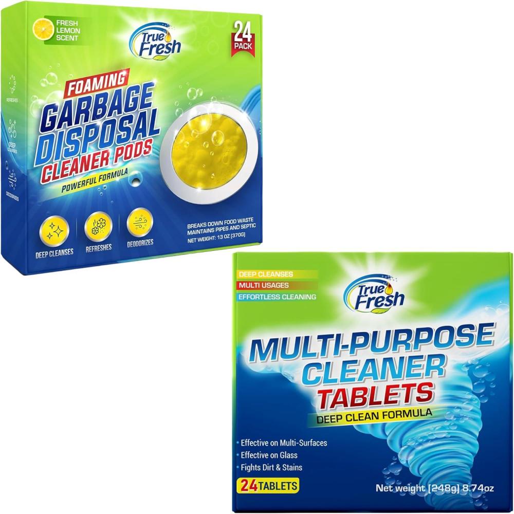 image:imageTrue Fresh Garbage Disposal Cleaner amp Multipurpose Cleaner Tablets Combo Disposal Compatible with All BrandsMultipurpose tablets Clean Every Corner Effortless Deep Cleaning49 Pcs Bundle