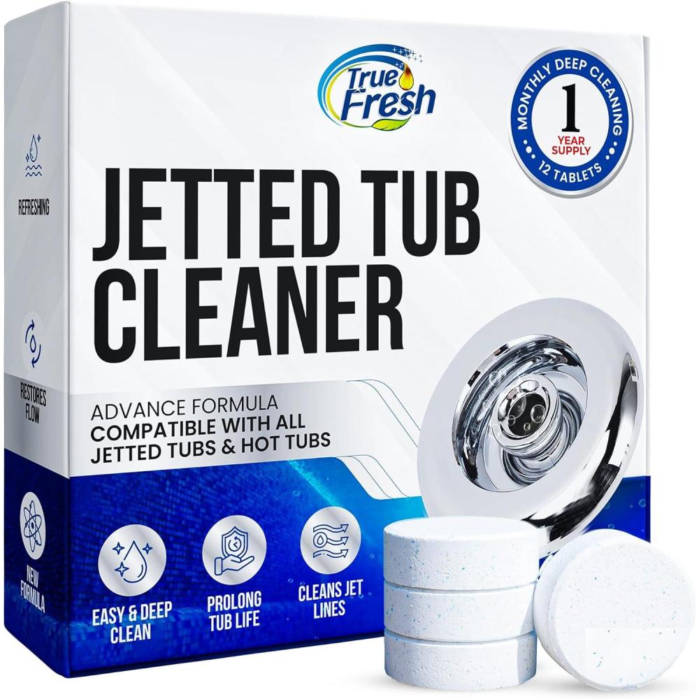 image:imageTrue Fresh Jetted Tub Cleaner Tablets 12 Cleaning Tablets for Bathtub Jets amp Spa Systems Jet Tub Cleaner for Whirlpool Jets Removes Scale amp Residue Hot Tub Jet Cleaner System 1 Year Supply12