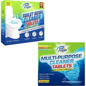 image:imageTrue Fresh 2in1 Toilet Bowl Cleaner Tablets 26 Pack amp Multi Surface All Purpose Cleaning Tablets 24Pack Rapid Dissolving Formula Septic Safe Stain Remover for LongLasting Freshness and Shine