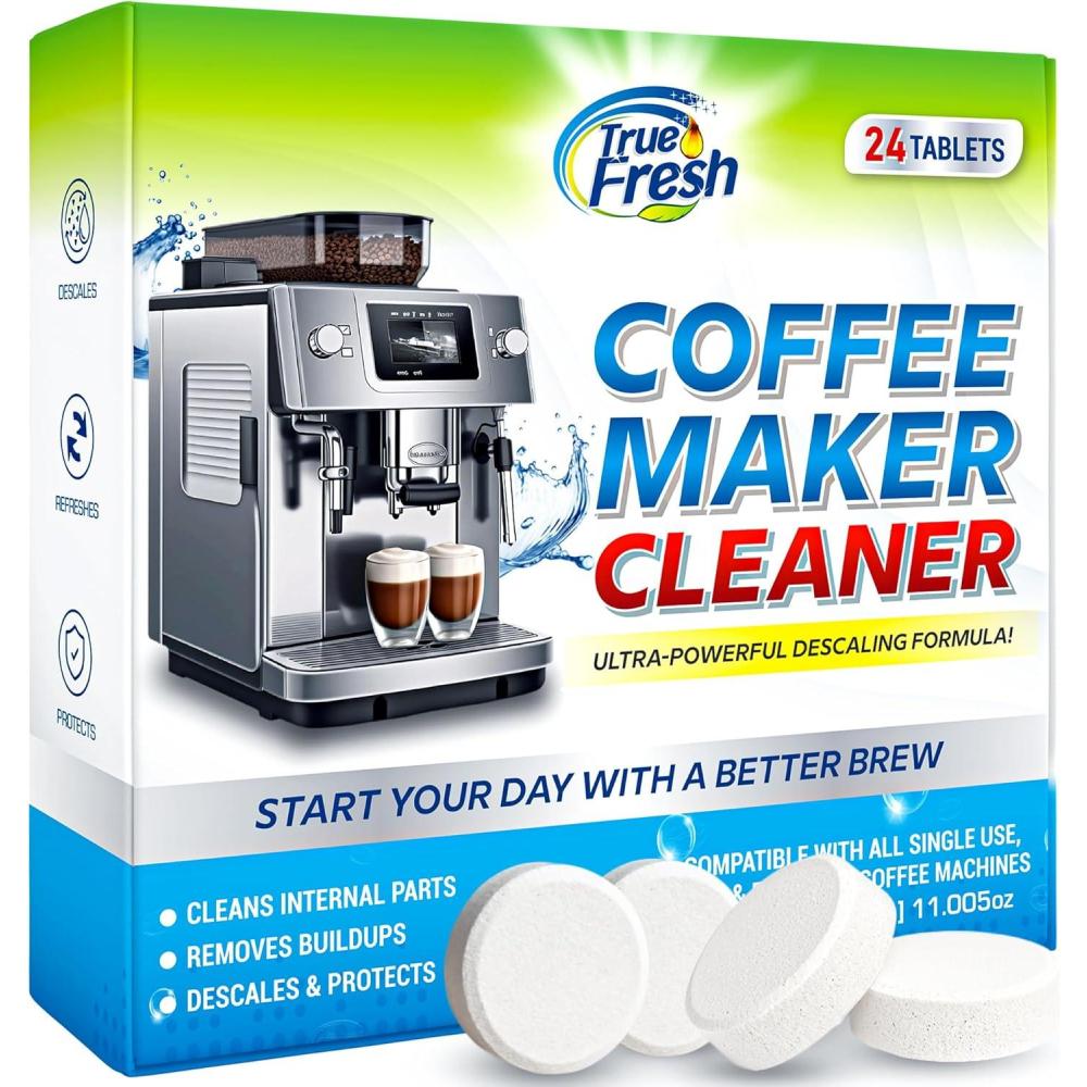 image:imageTrue Fresh Coffee Machine Descaler amp Cleaner Tablets 24 Count 1 Year Supply Deep Clean Removes Limescale amp Hard Water Buildup for Keurig Nespresso Breville Delonghi Ninja Miele Jura Makers