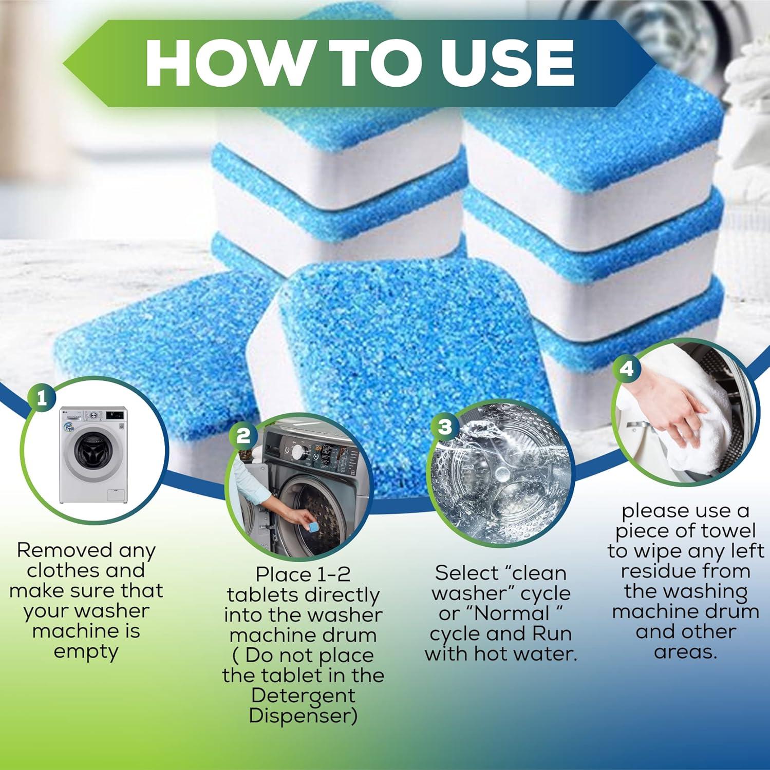 image:imageTrue Fresh Washing Machine Cleaner Descaler Tablets 15 Pack Heavy Duty Mold Stain Remover Gel Deep Cleaning Kit for HE Front amp Top Load Washers Seals Grout Shower Caulking Tiles amp More