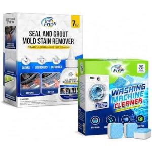 image:imageTrue Fresh Washing Machine Cleaner Tablets 25 Pack  Heavy Duty Mold Stain Remover Gel 7 oz  Clean Front Load and Top Load Washers  Seals Grout Shower Caulking Tiles Bundle