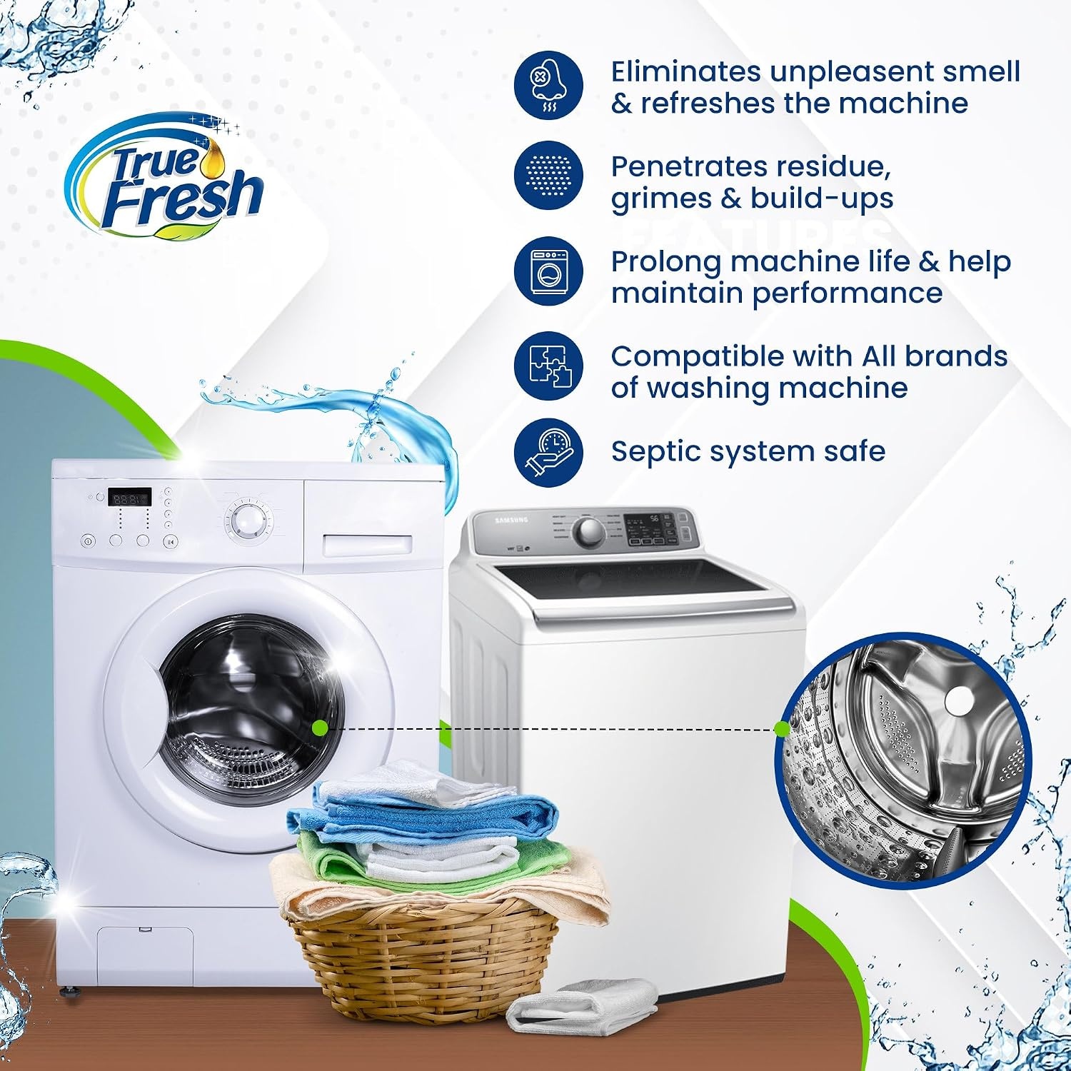 image:imageTrue Fresh 2in1 Washing Machine Cleaner And Toilet Bowl Cleaner Tablets49 Pack BundleCompatible with All Washer Types12 Month Supply